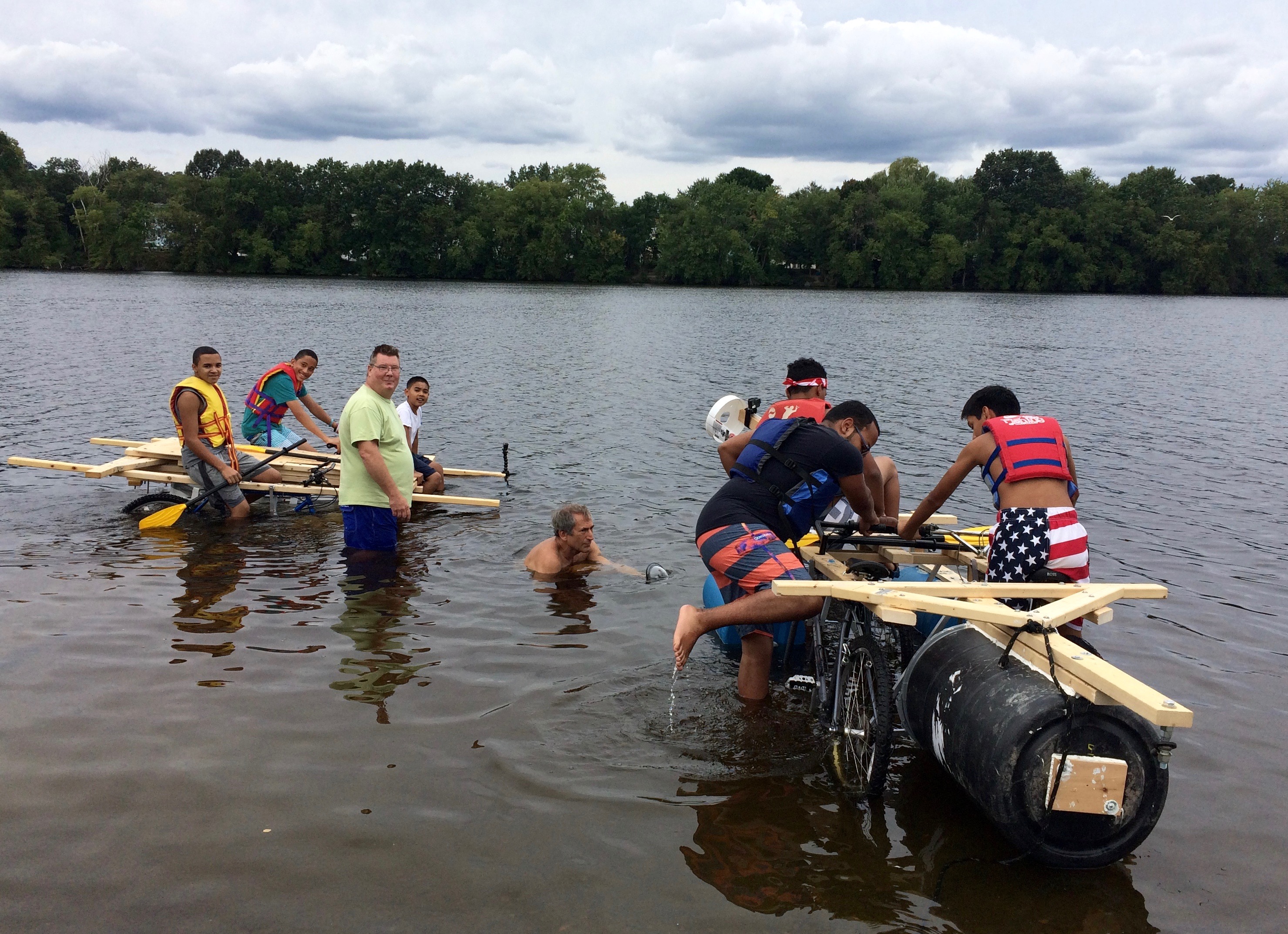 testing the vehicles flotation on the river